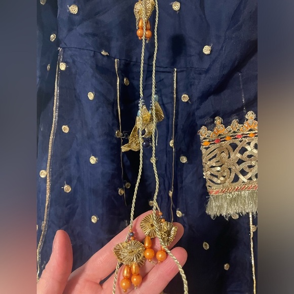 Maria B Girls Formal Dress NWOT Sz 6–8 Navy Blue Embroidered Eid/Wedding Outfit - Picture 8 of 11